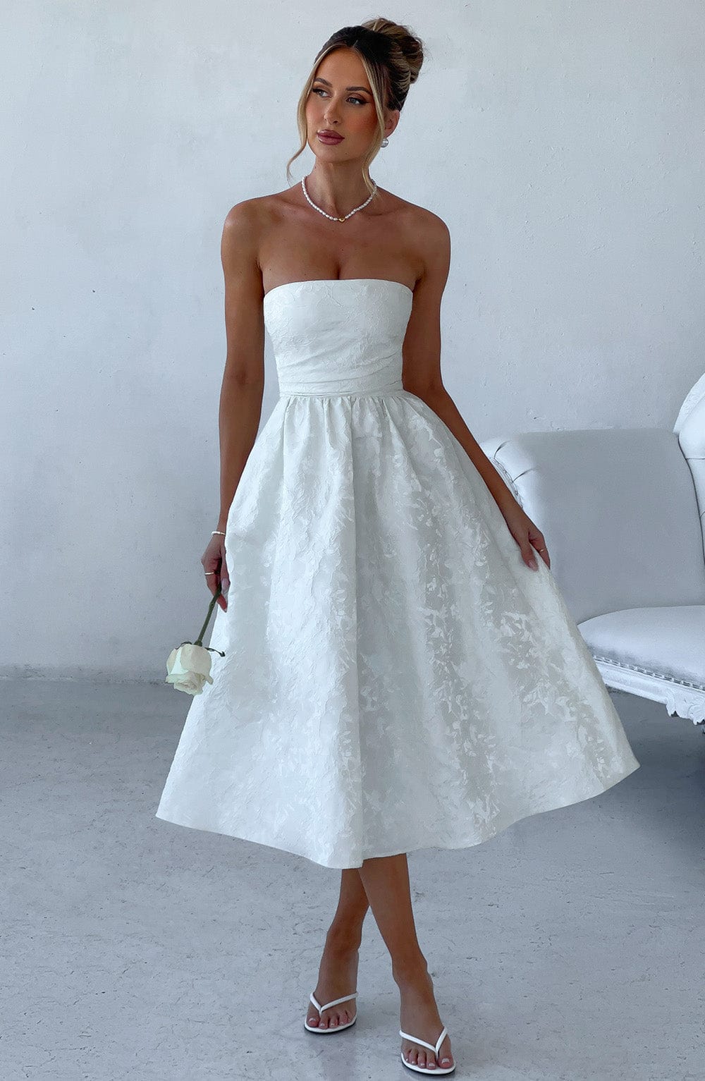 Velaelle Midi Dress in Ivory by Clandour, product photo 4