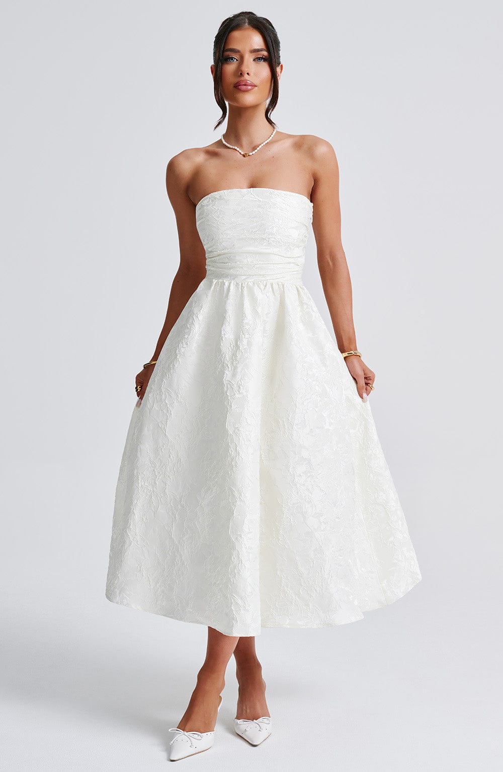 Velaelle Midi Dress in Ivory by Clandour, product photo 6