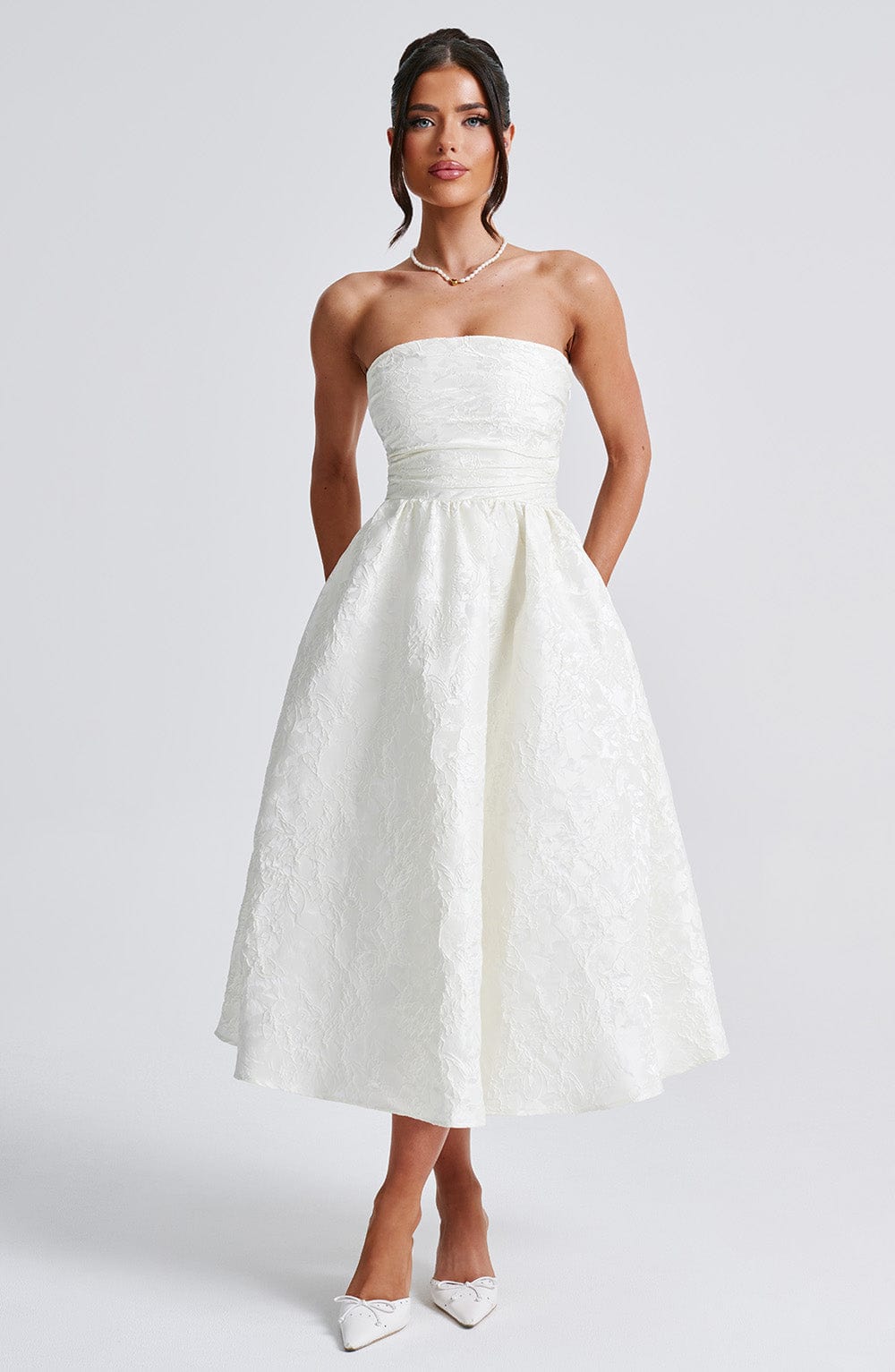Velaelle Midi Dress in Ivory by Clandour, product photo 9