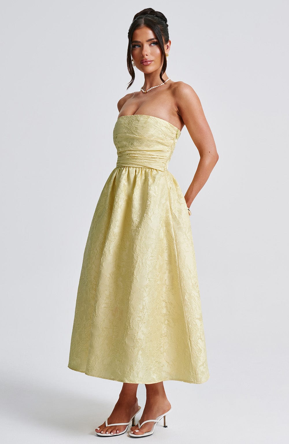 Velaelle Midi Dress in Lemon by Clandour, product photo 5