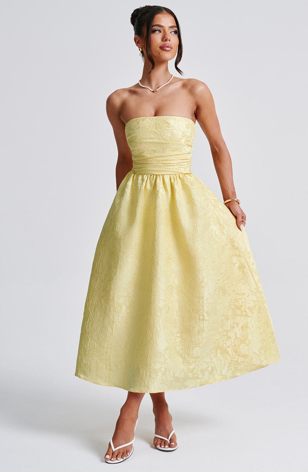 Velaelle Midi Dress in Lemon by Clandour, product photo 6
