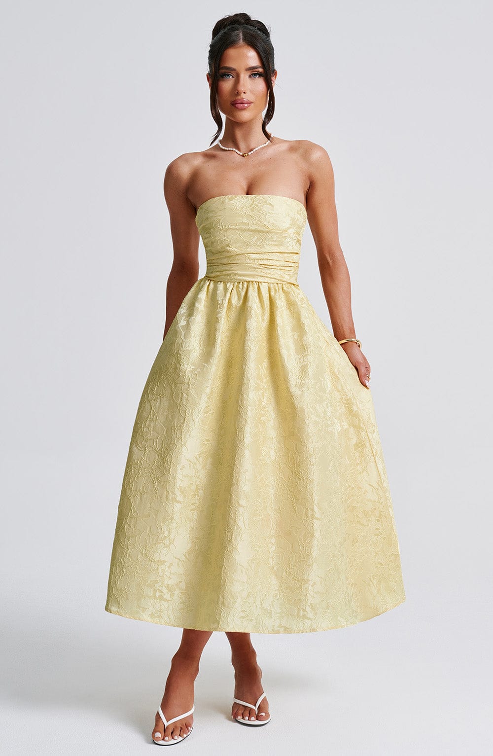 Velaelle Midi Dress in Lemon by Clandour, product photo 8
