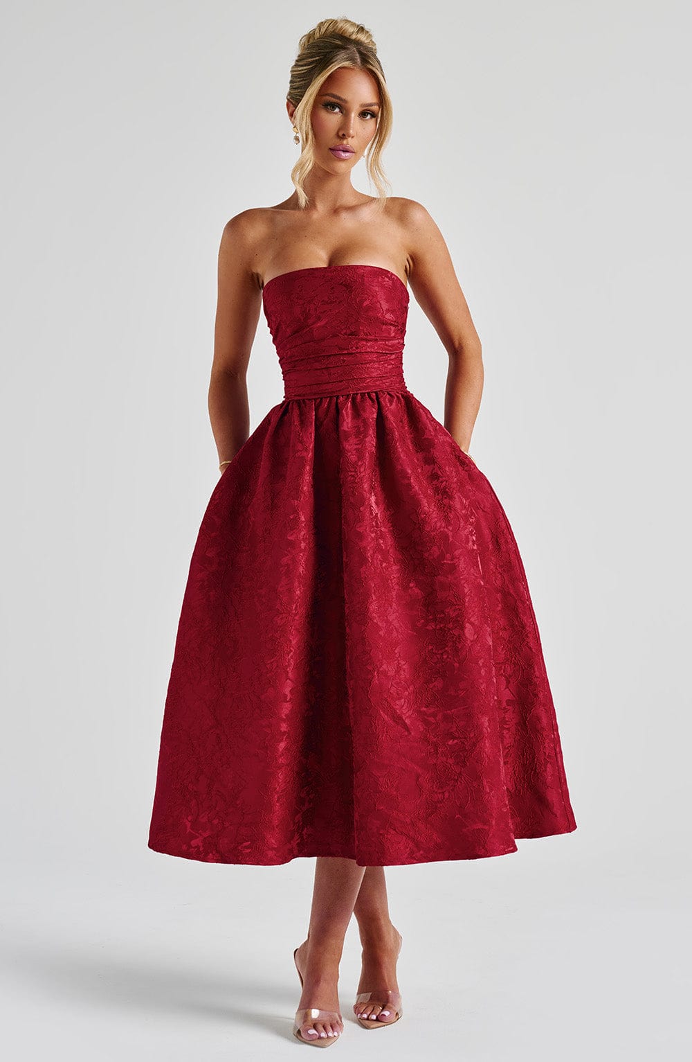 Velaelle Midi Dress in Red by Clandour, product photo 1