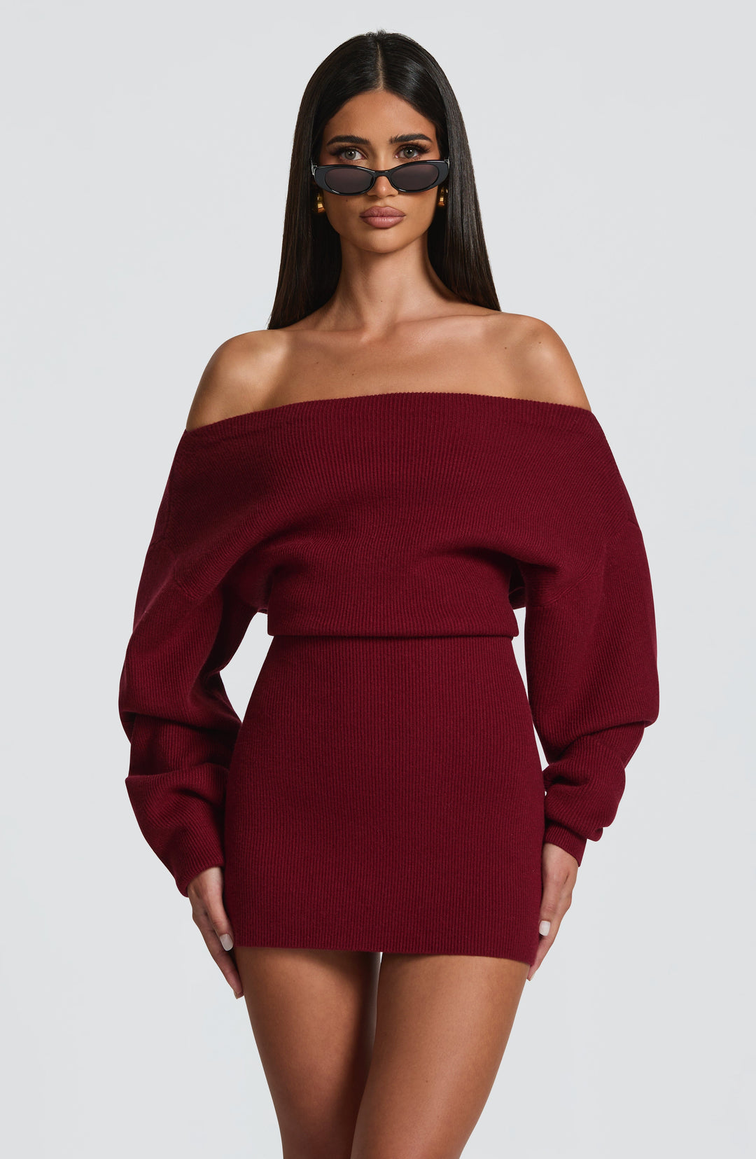 Velaette Mini Dress in Burgundy by Clandour, product photo 1
