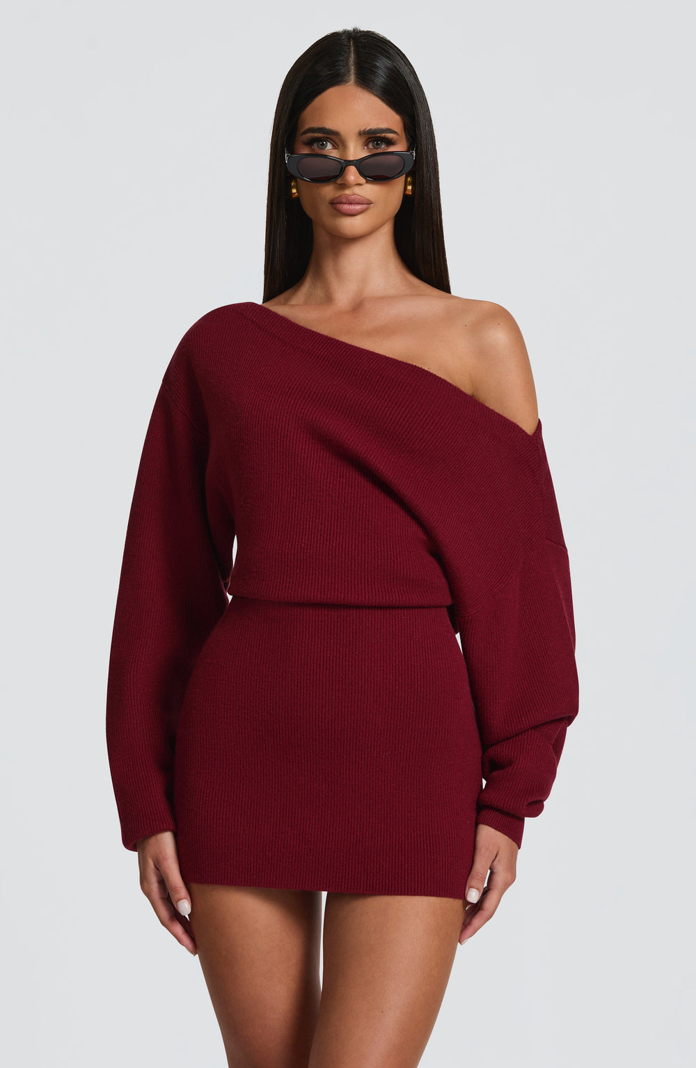 Velaette Mini Dress in Burgundy by Clandour, product photo 2