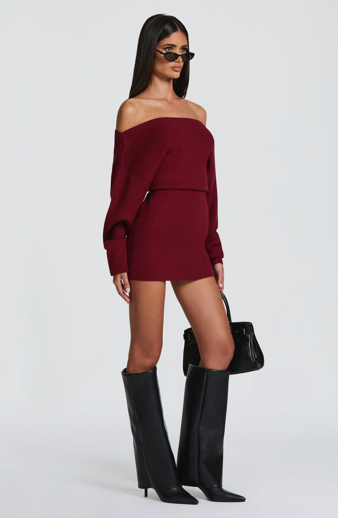Velaette Mini Dress in Burgundy by Clandour, product photo 5