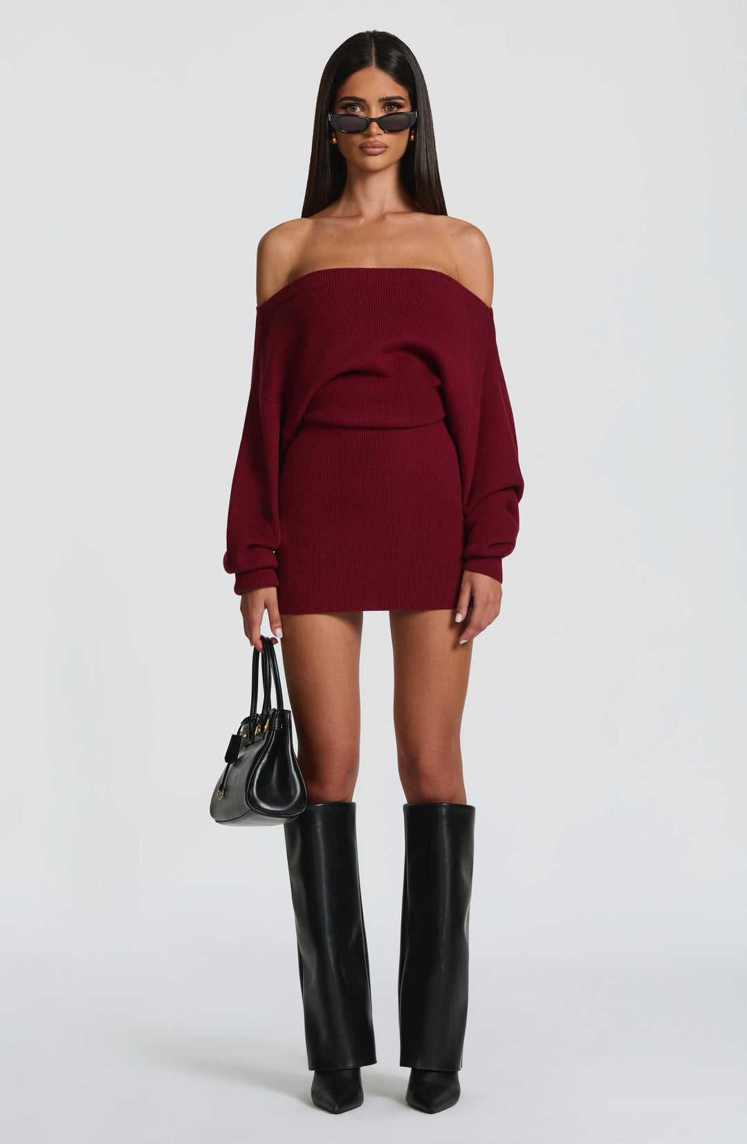 Velaette Mini Dress in Burgundy by Clandour, product photo 6