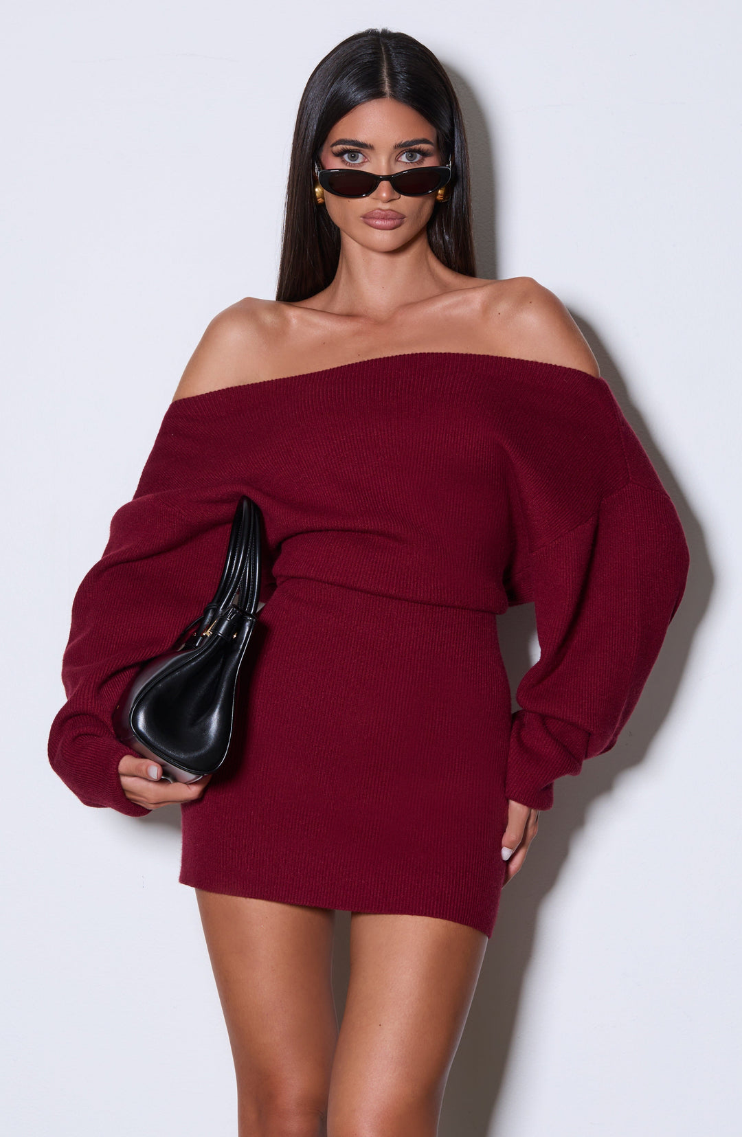 Velaette Mini Dress in Burgundy by Clandour, product photo 7