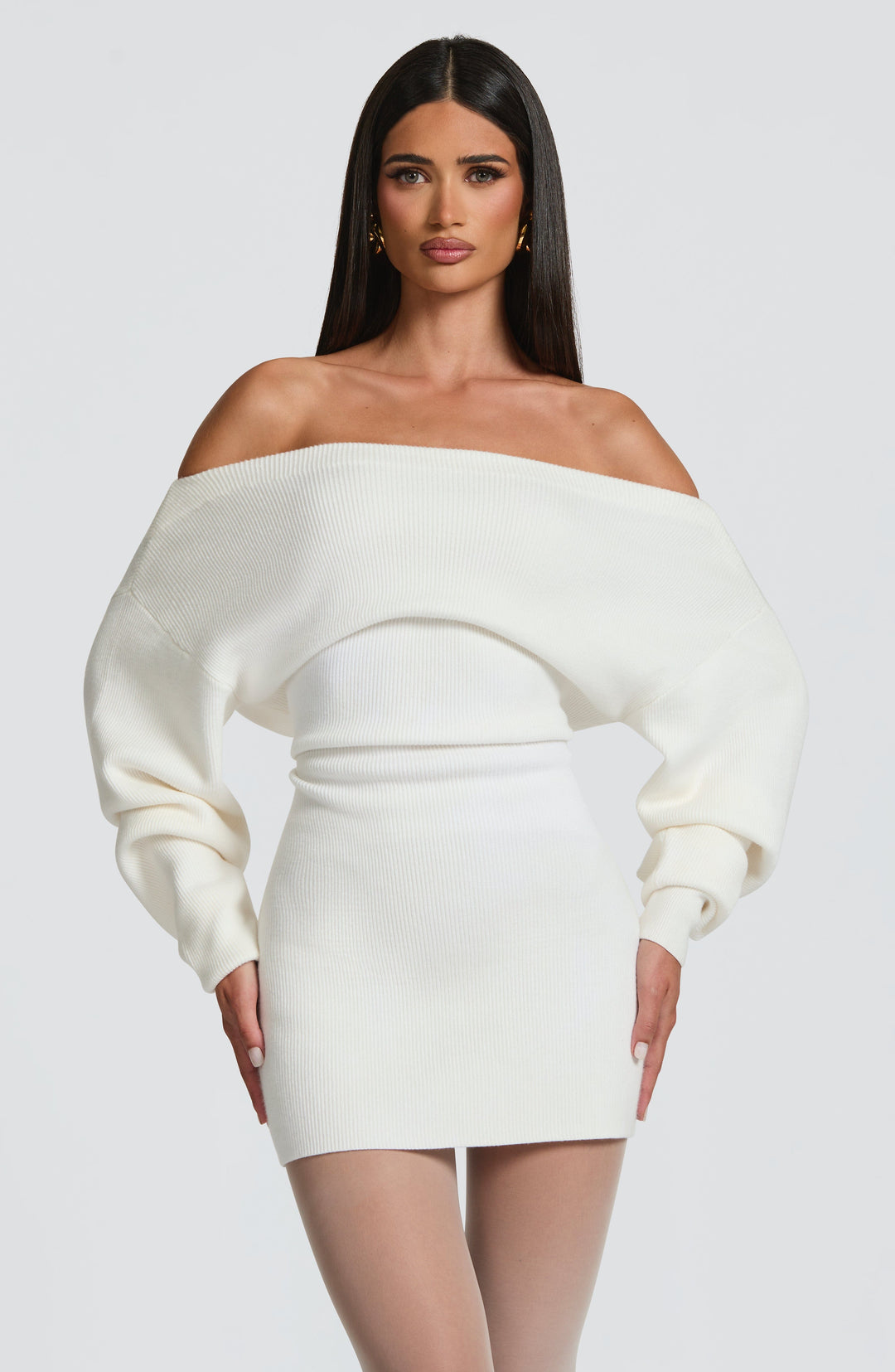 Velaette Mini Dress in Ivory by Clandour, product photo 1