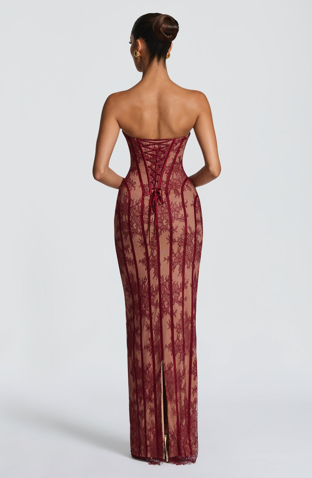 Velalina Maxi Dress in Burgundy by Clandour, product photo 2