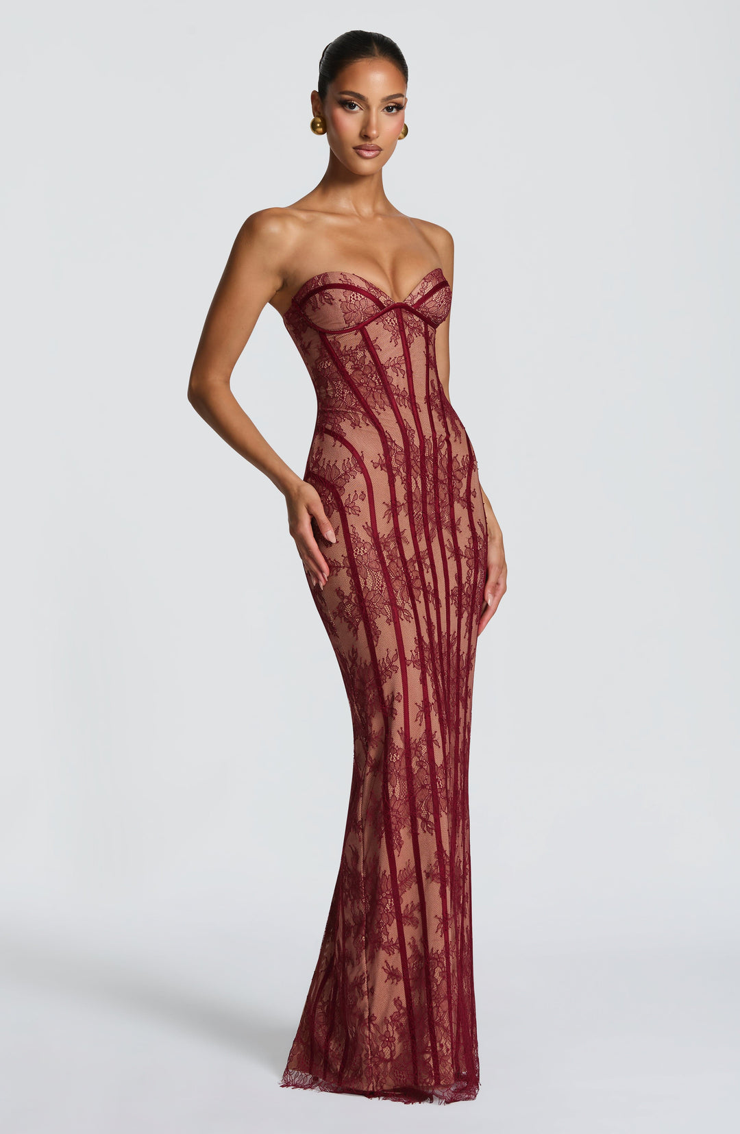Velalina Maxi Dress in Burgundy by Clandour, product photo 6