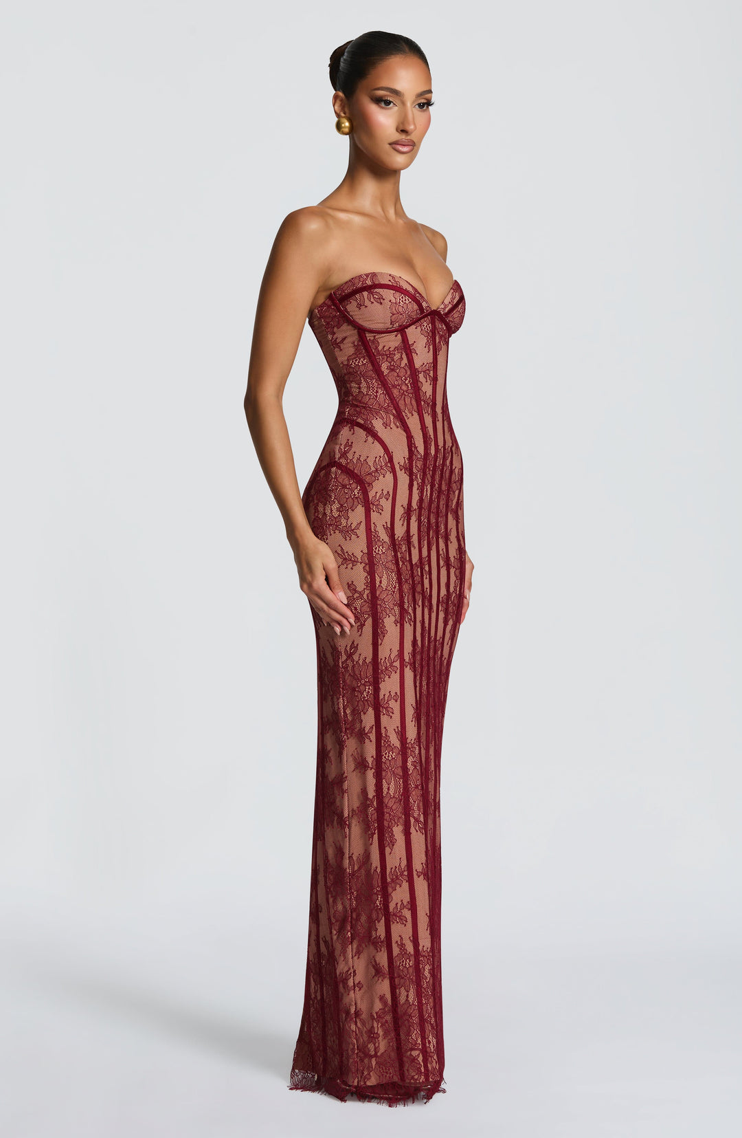 Velalina Maxi Dress in Burgundy by Clandour, product photo 13