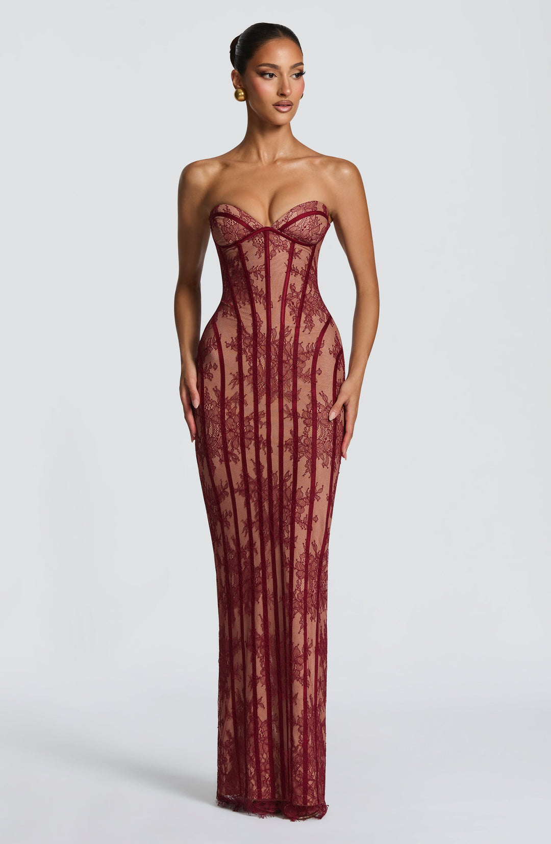 Velalina Maxi Dress in Burgundy by Clandour, product photo 14