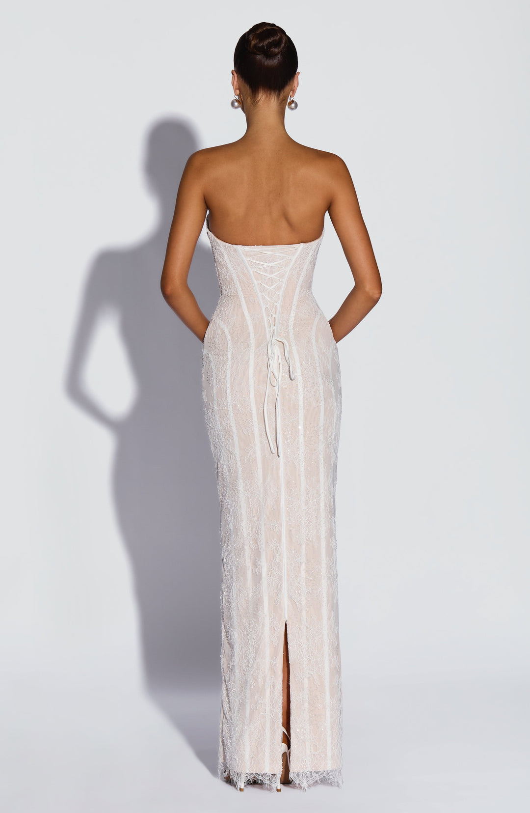 Velalina Maxi Dress in Ivory Embellishment by Clandour, product photo 3
