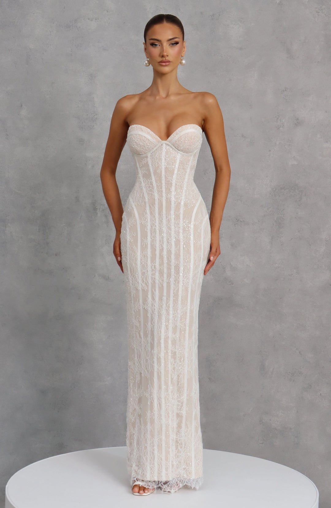 Velalina Maxi Dress in Ivory Embellishment by Clandour, product photo 10