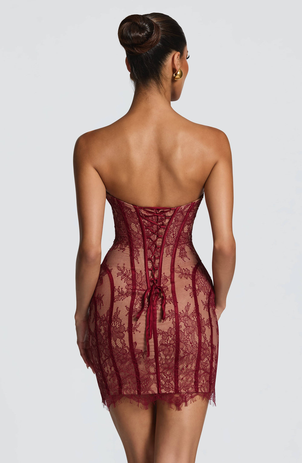 Velalina Mini Dress in Burgundy by Clandour, product photo 2