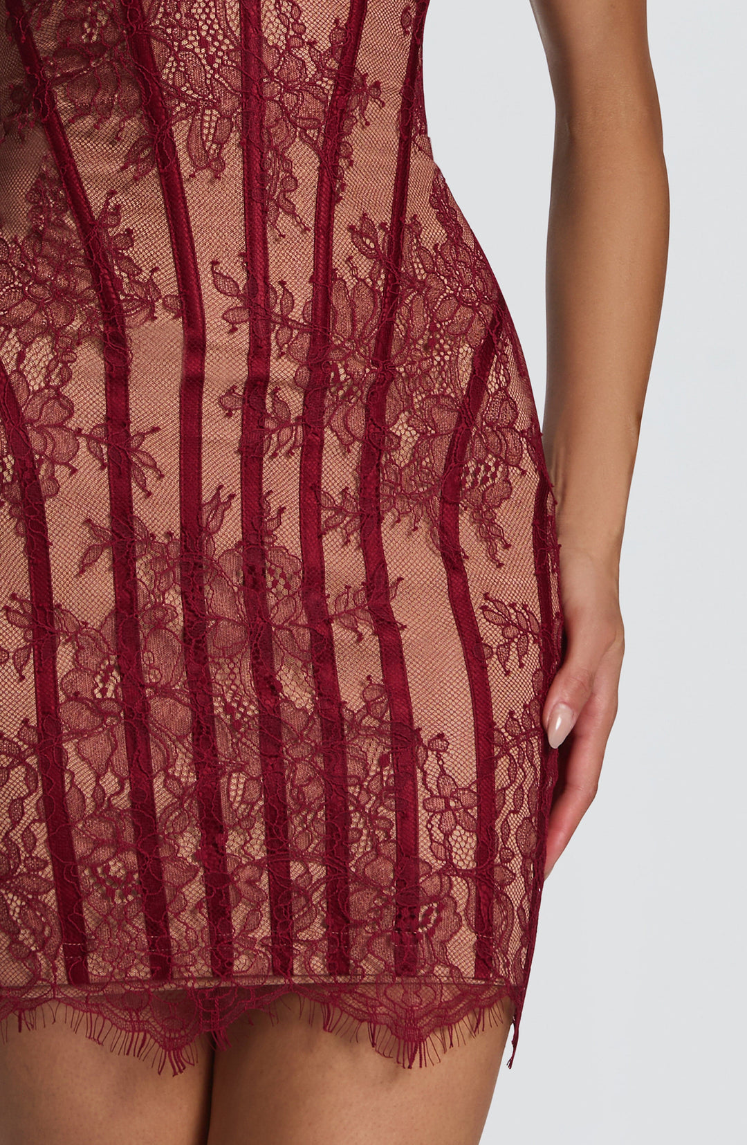 Velalina Mini Dress in Burgundy by Clandour, product photo 4