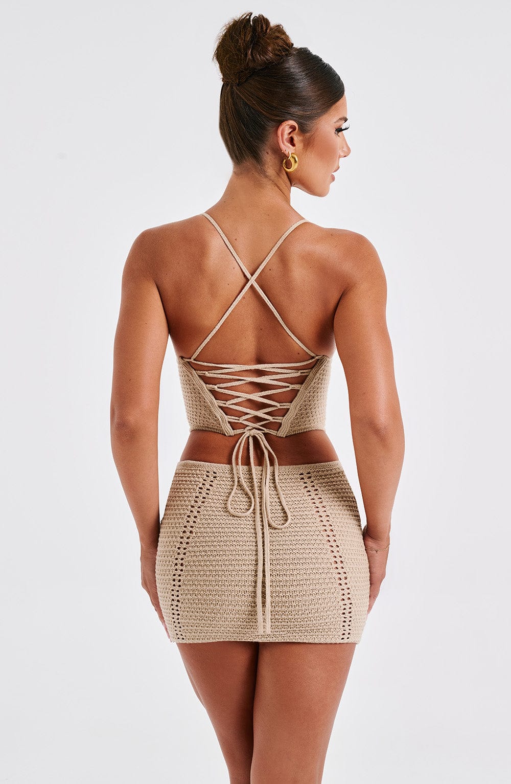 Velaola Mini Skirt in Beige by Clandour, product photo 3