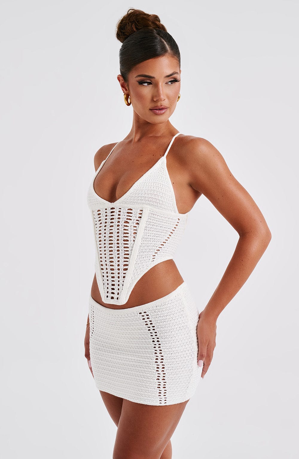 Velaola Mini Skirt in White by Clandour, product photo 3