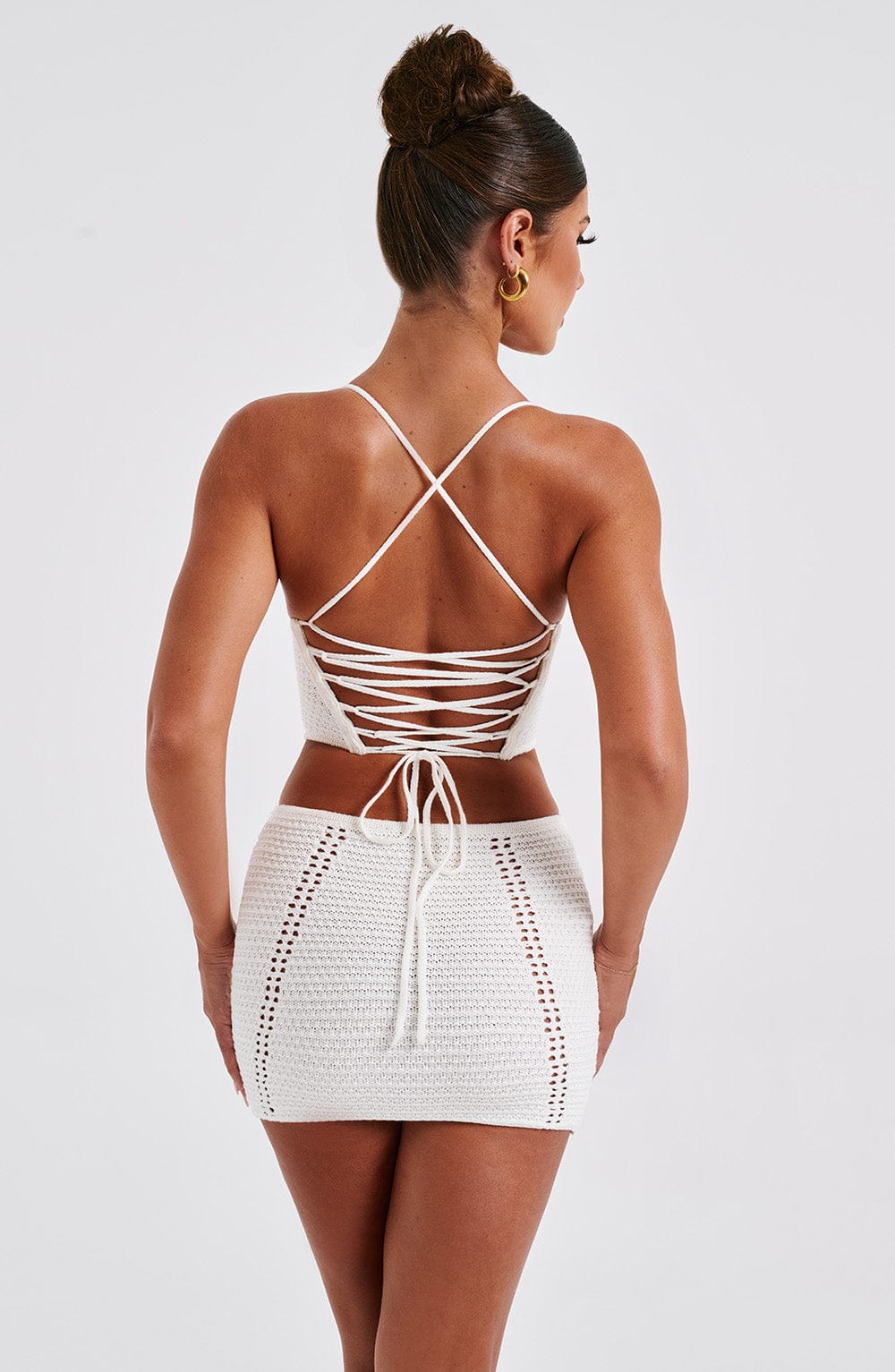 Velaola Mini Skirt in White by Clandour, product photo 5