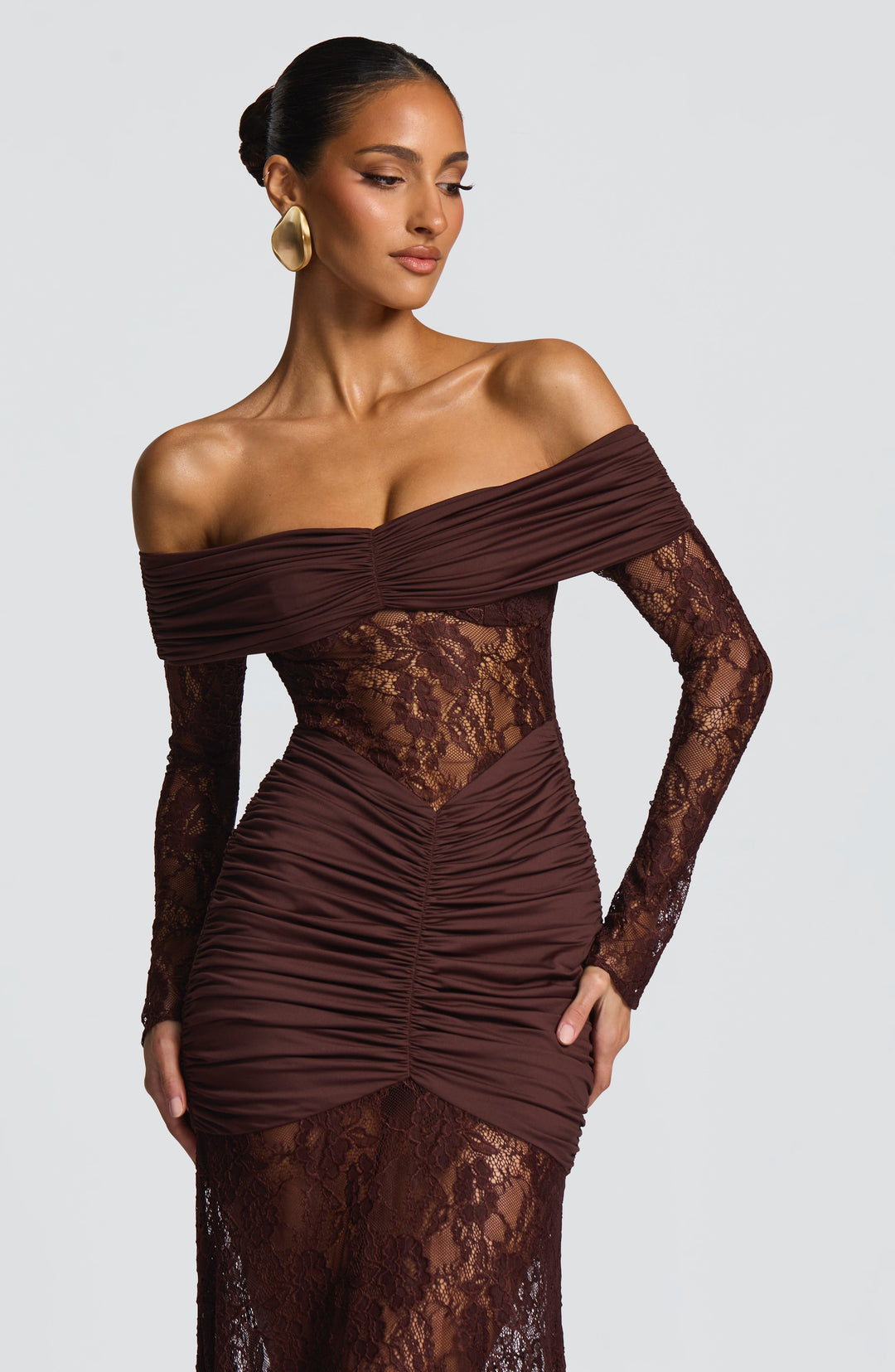 Velaora Maxi Dress in Plum Brown by Clandour, product photo 5
