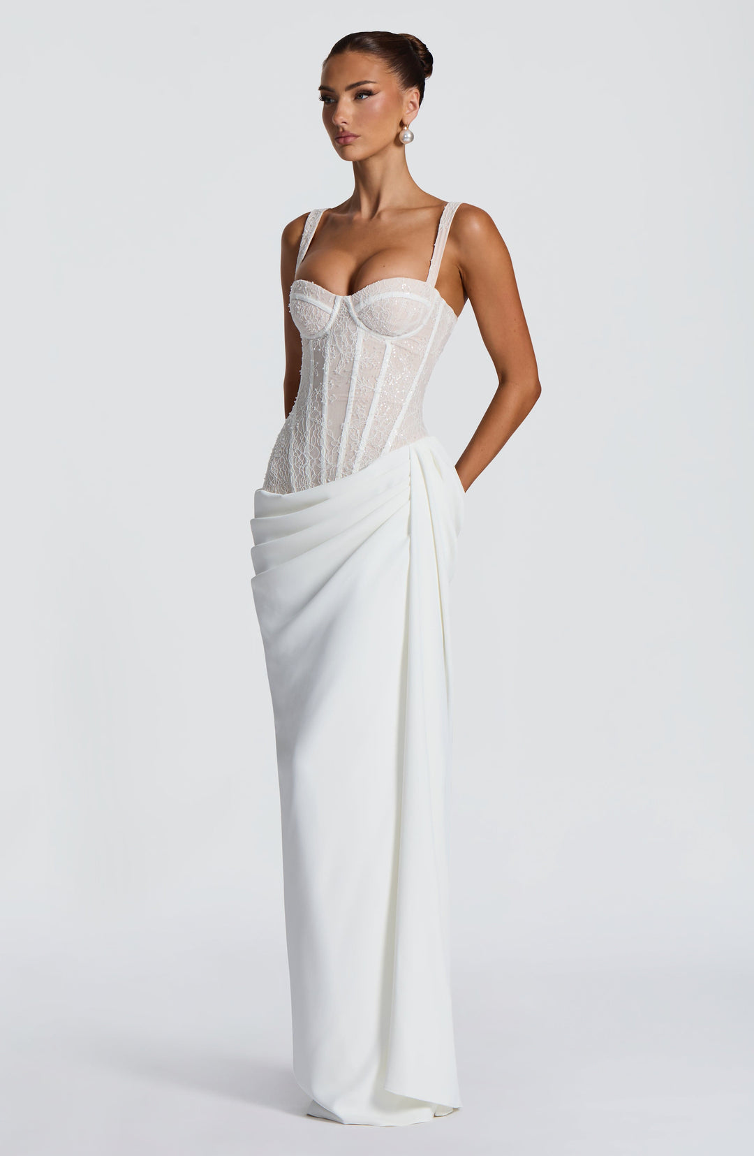 Velari Maxi Dress in Ivory by Clandour, product photo 5
