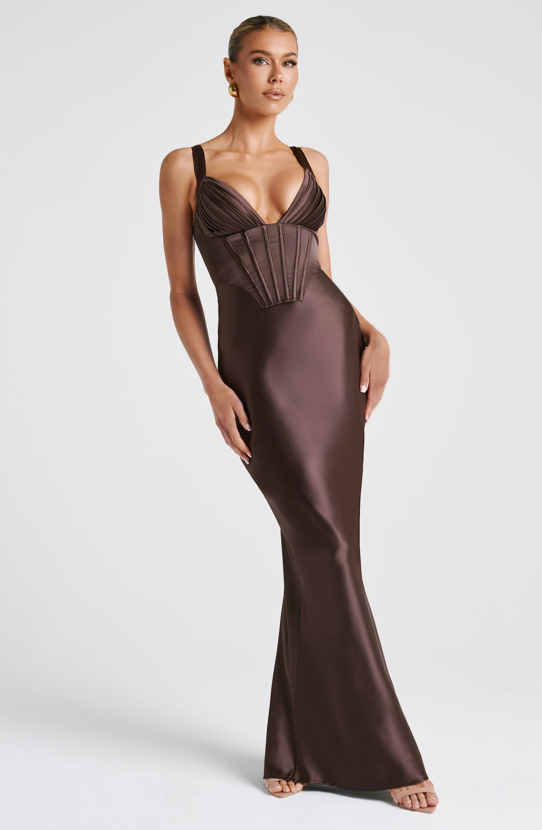 Velayne Maxi Dress in Plum Brown by Clandour, product photo 5