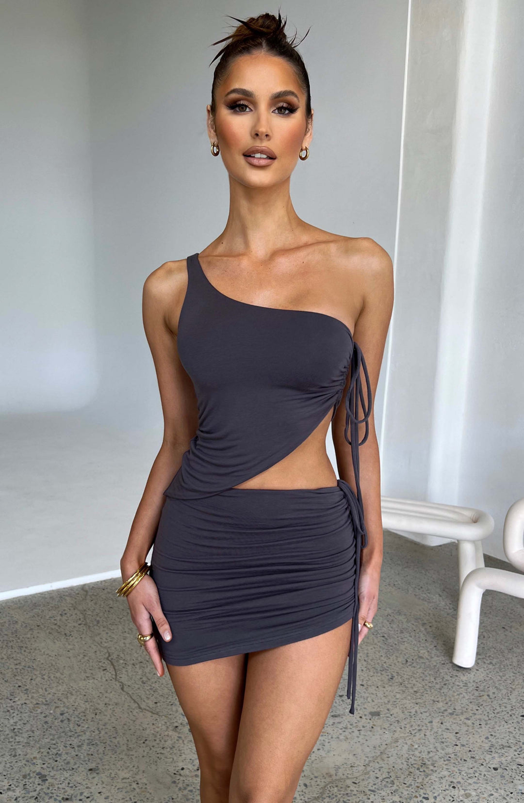 Willaena Mini Skirt in Charcoal by Clandour, product photo 1