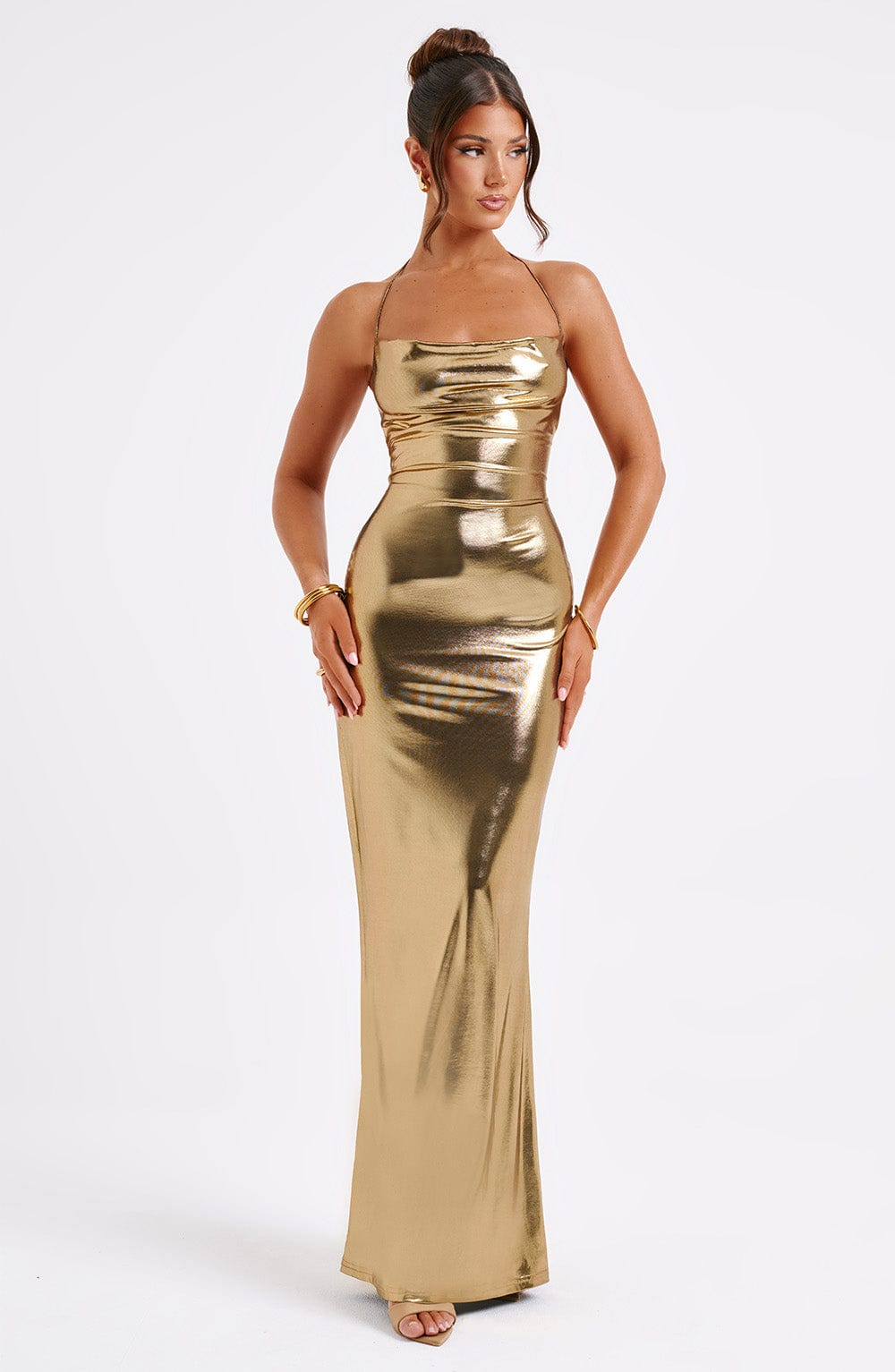 Willavieve Maxi Dress in Gold by Clandour, product photo 2