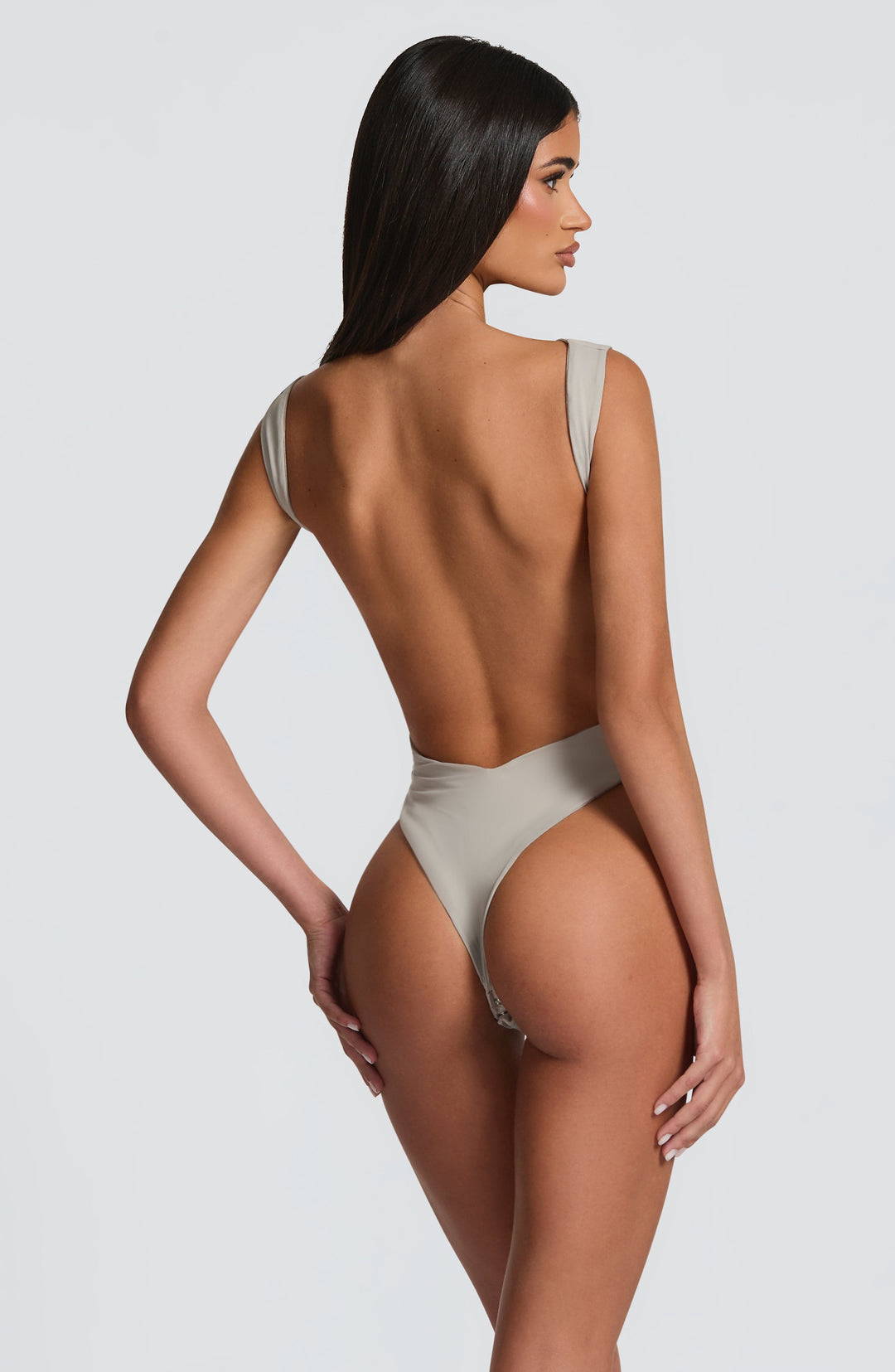 Xaranna Bodysuit in Light Grey by Clandour, product photo 2