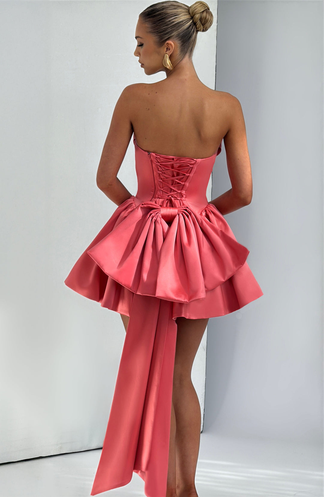 Xaraola Mini Dress in Coral Pink by Clandour, product photo 3