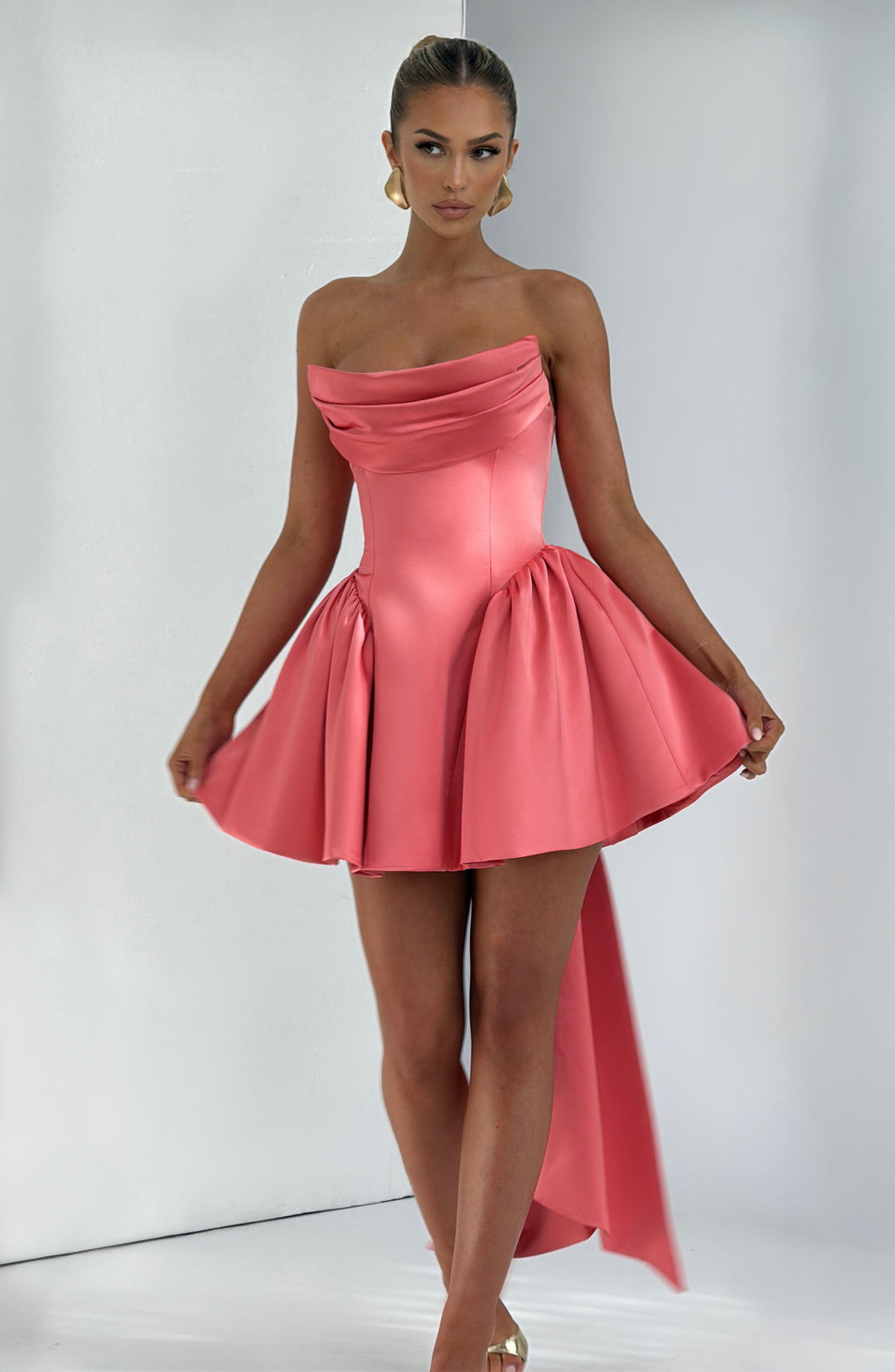 Xaraola Mini Dress in Coral Pink by Clandour, product photo 4
