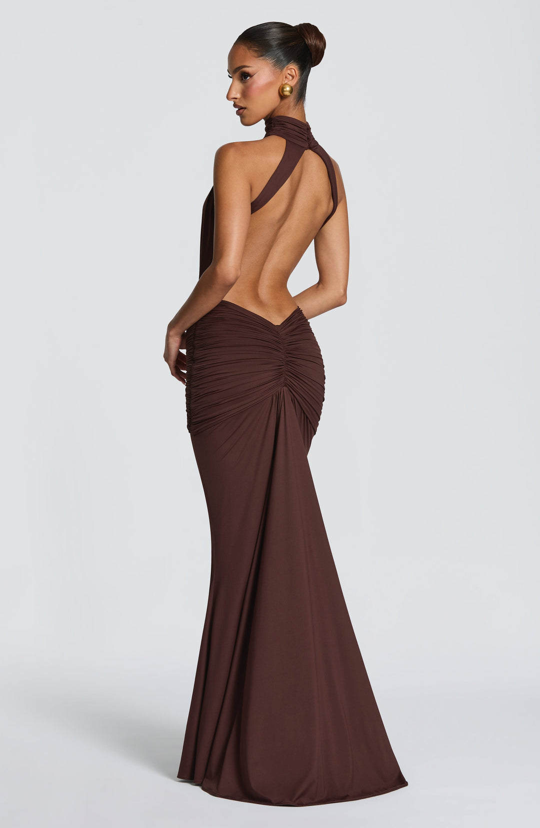 Xaraora Maxi Dress in Plum Brown by Clandour, product photo 2