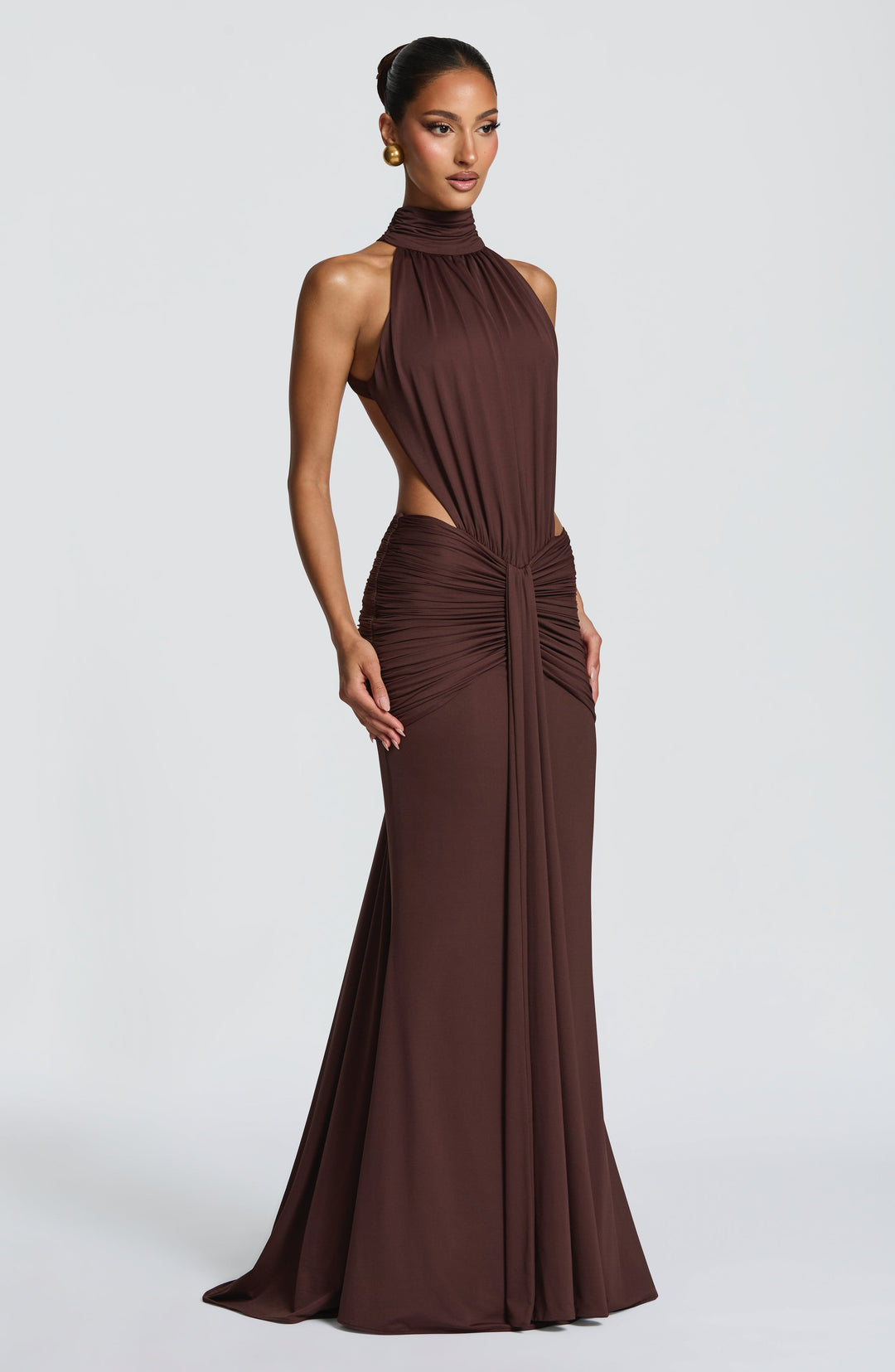 Xaraora Maxi Dress in Plum Brown by Clandour, product photo 3
