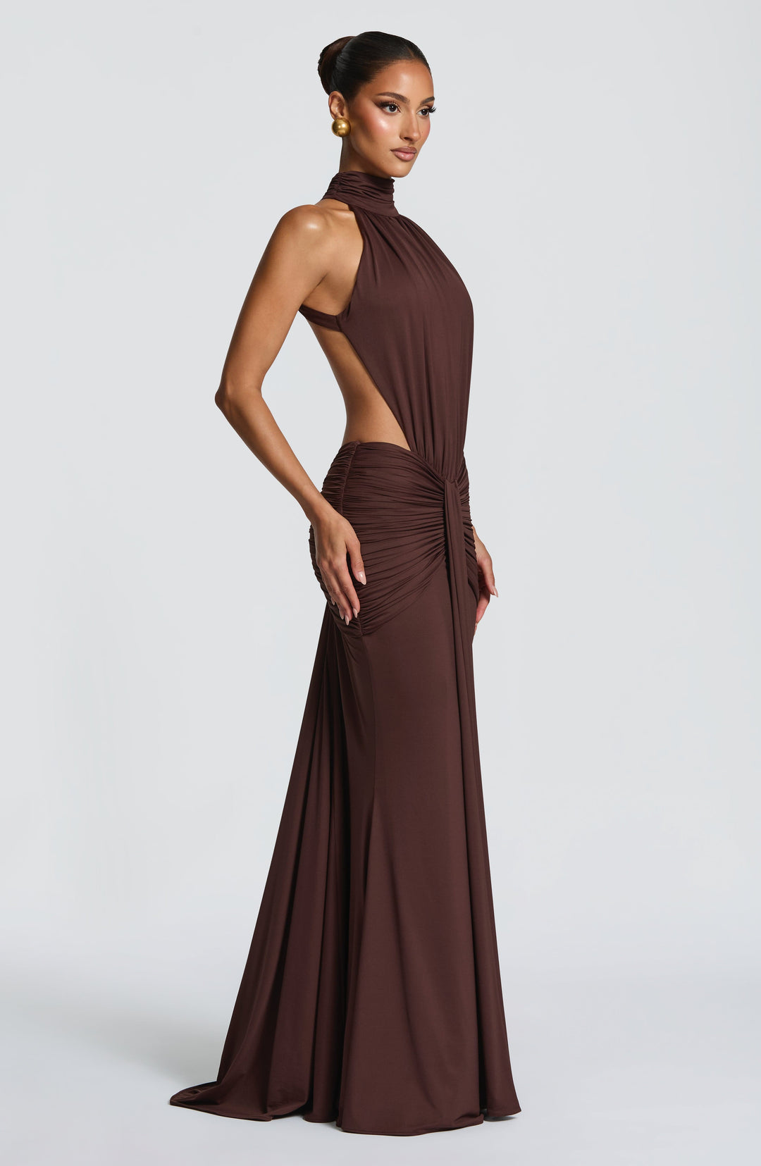 Xaraora Maxi Dress in Plum Brown by Clandour, product photo 5