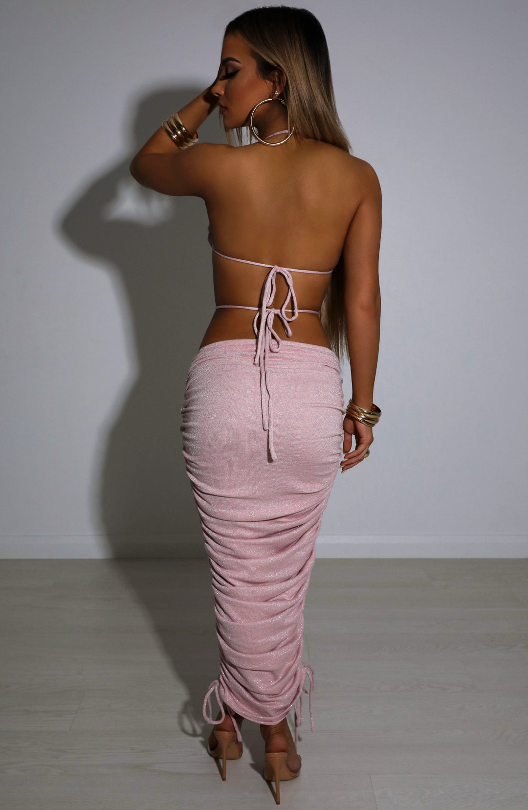 Xarara Maxi Skirt in Baby Pink Sparkle by Clandour, product photo 8