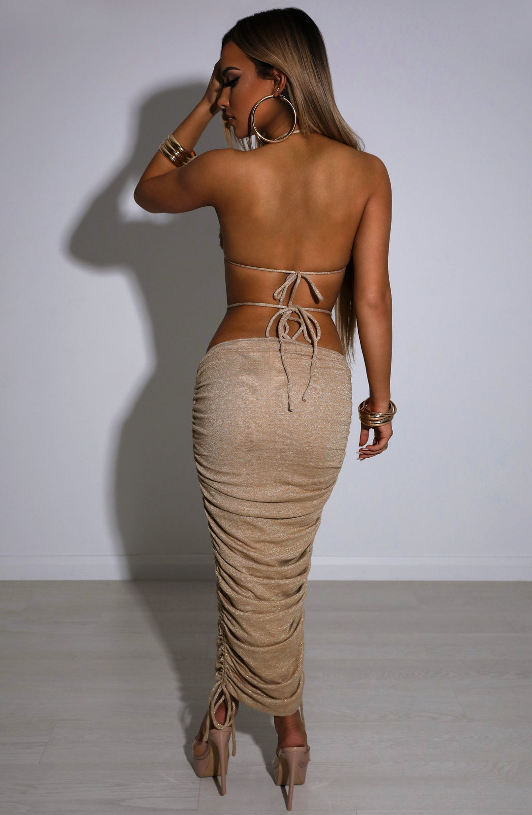 Xarara Maxi Skirt in Gold Sparkle by Clandour, product photo 2