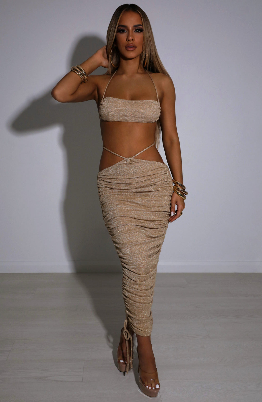 Xarara Maxi Skirt in Gold Sparkle by Clandour, product photo 3