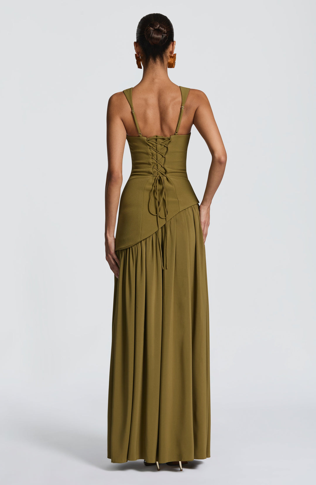Xarari Maxi Dress in Deep Olive by Clandour, product photo 3