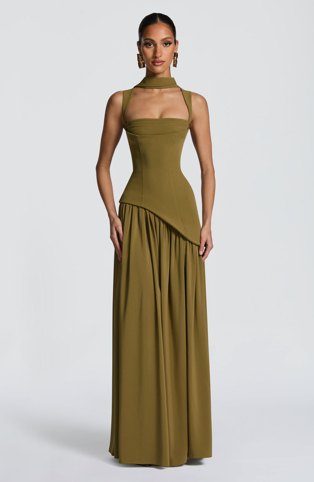 Xarari Maxi Dress in Deep Olive by Clandour, product photo 4