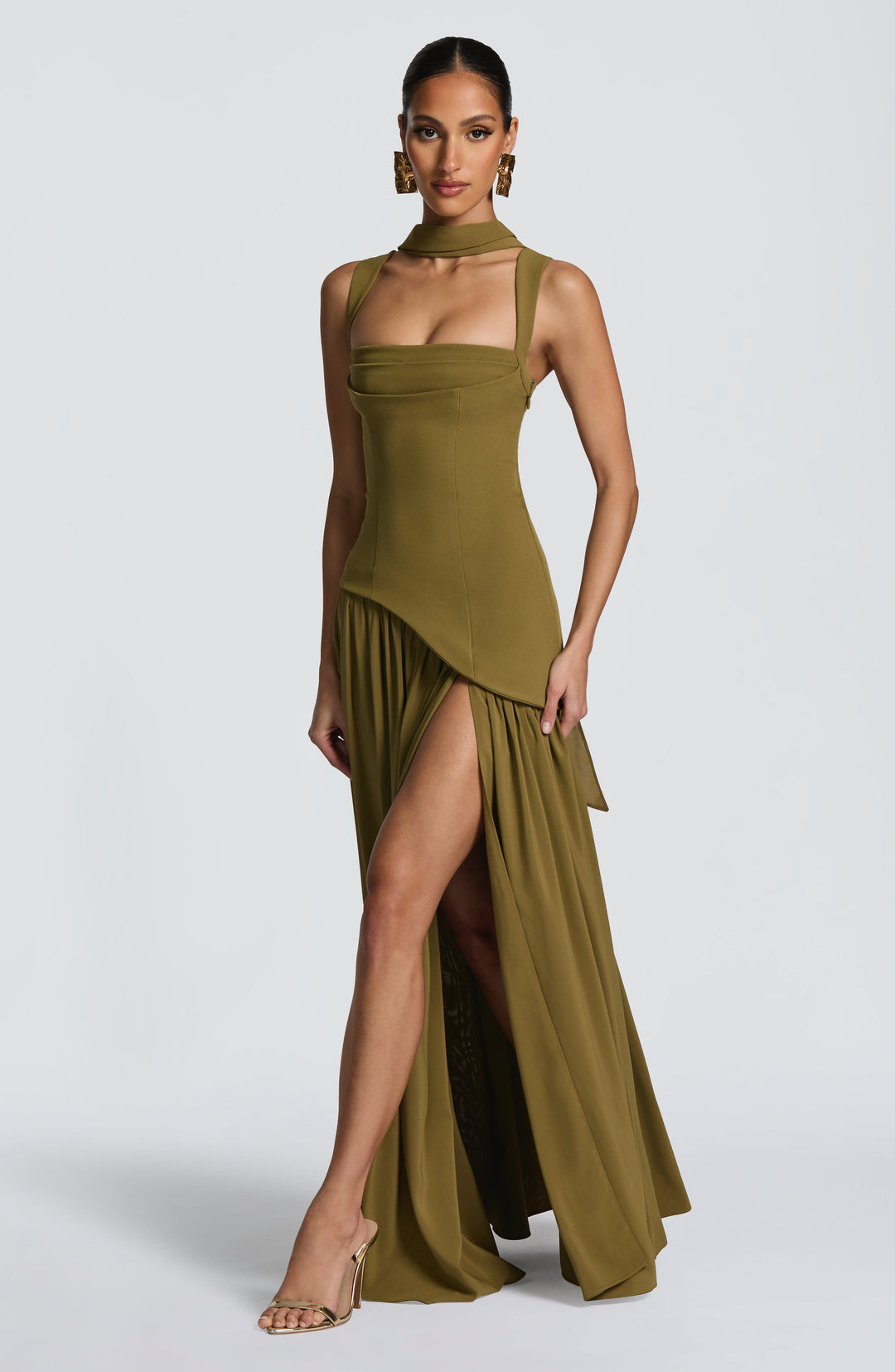 Xarari Maxi Dress in Deep Olive by Clandour, product photo 5
