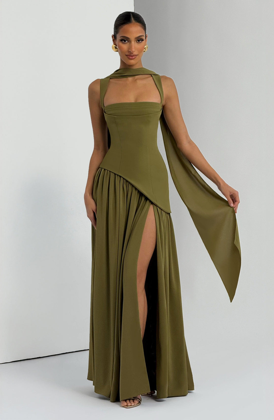 Xarari Maxi Dress in Deep Olive by Clandour, product photo 7