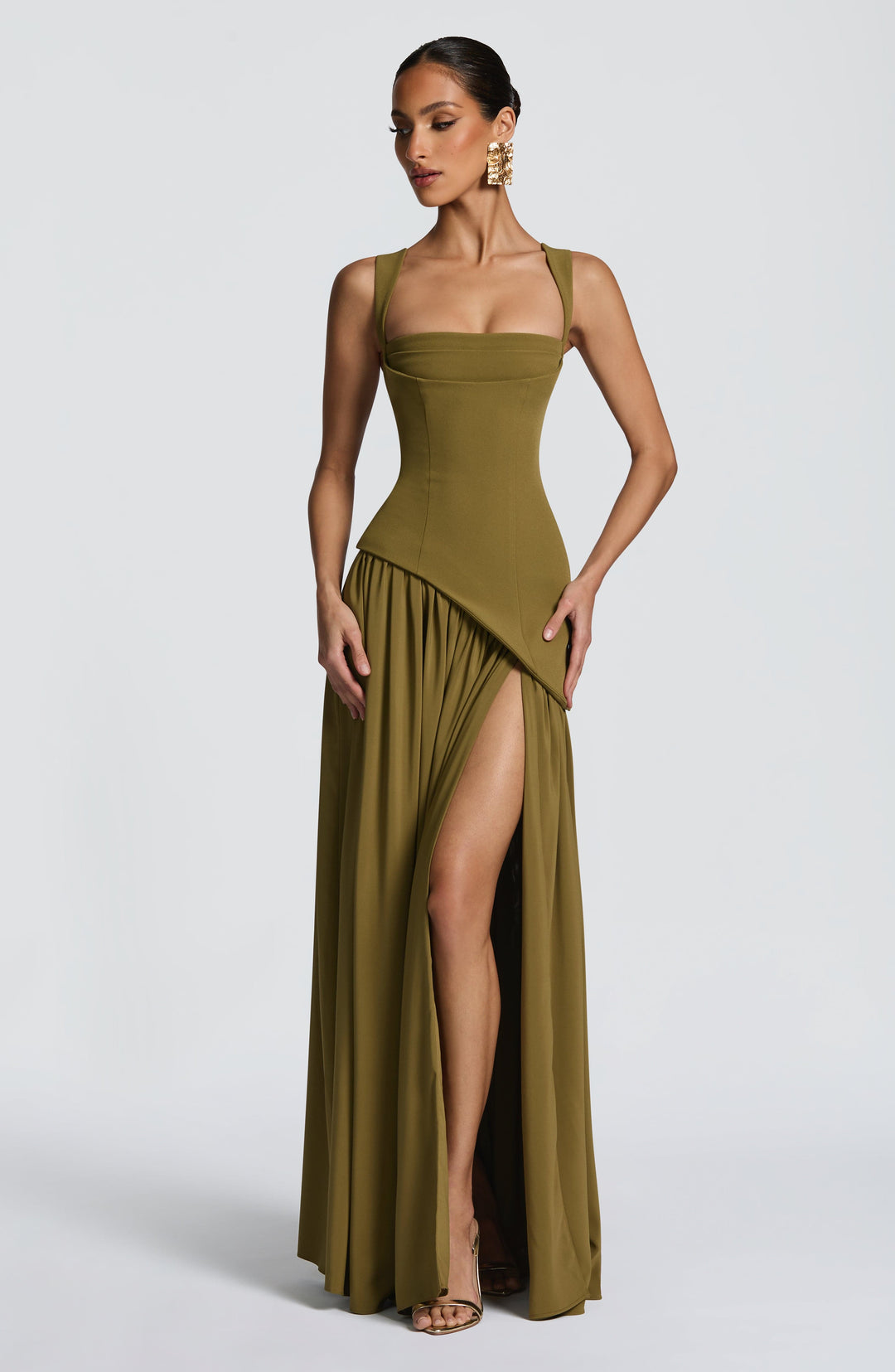 Xarari Maxi Dress in Deep Olive by Clandour, product photo 8