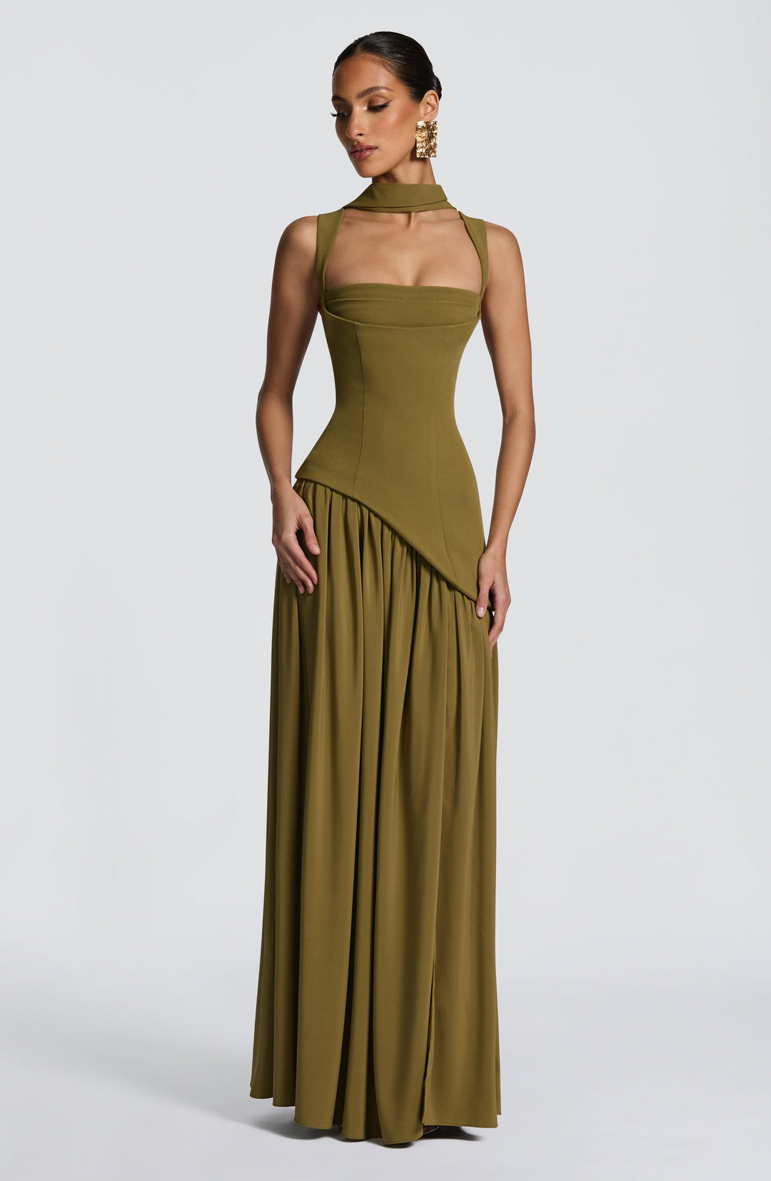 Xarari Maxi Dress in Deep Olive by Clandour, product photo 9