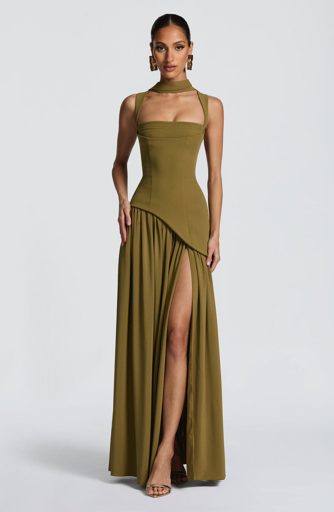 Xarari Maxi Dress in Deep Olive by Clandour, product photo 10