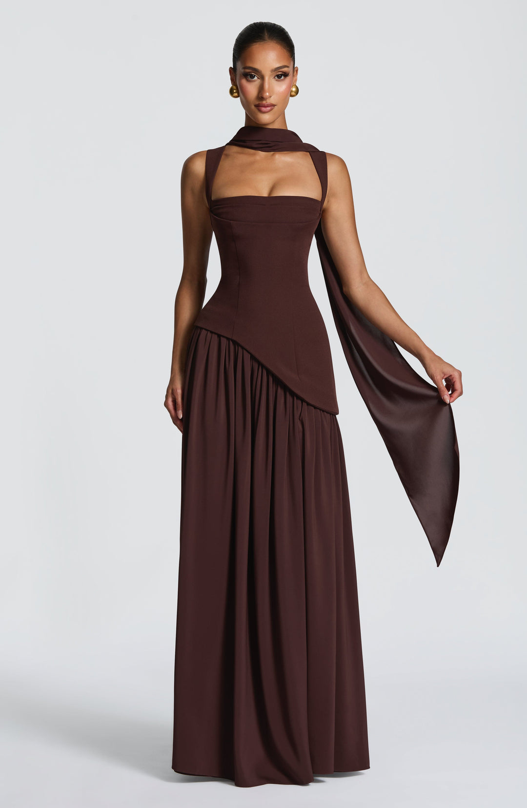 Xarari Maxi Dress in Plum Brown by Clandour, product photo 2