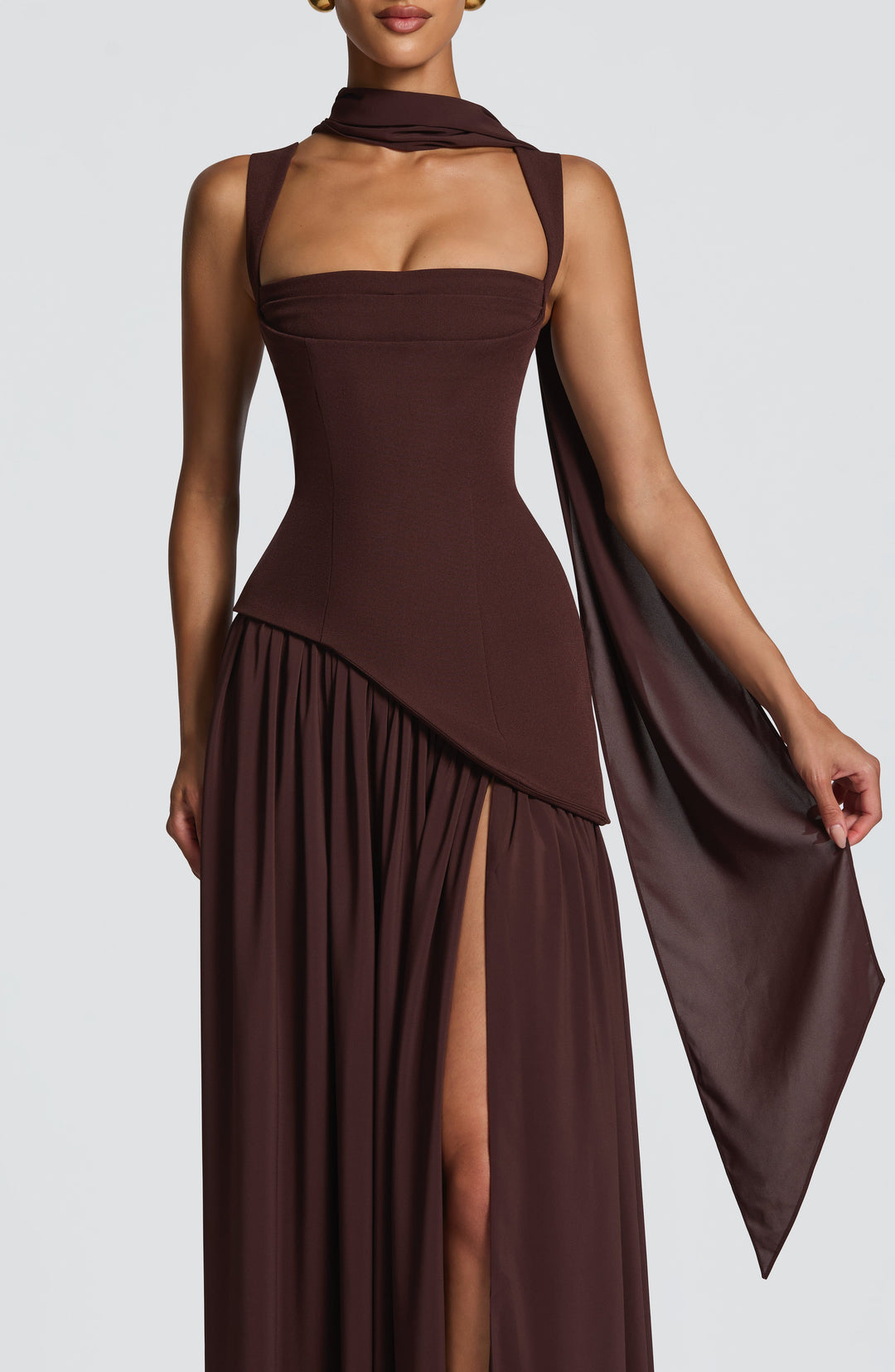 Xarari Maxi Dress in Plum Brown by Clandour, product photo 6