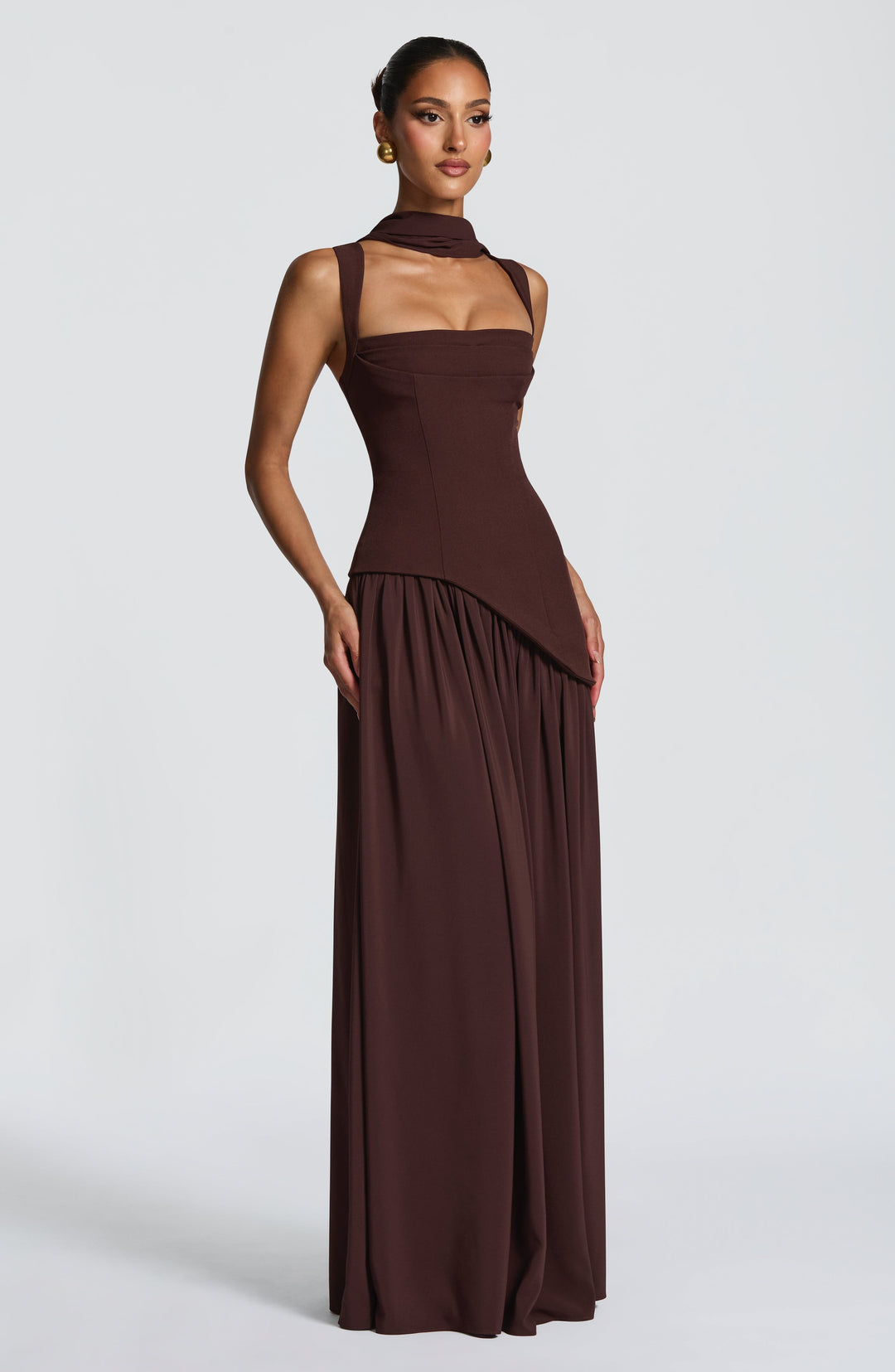Xarari Maxi Dress in Plum Brown by Clandour, product photo 7