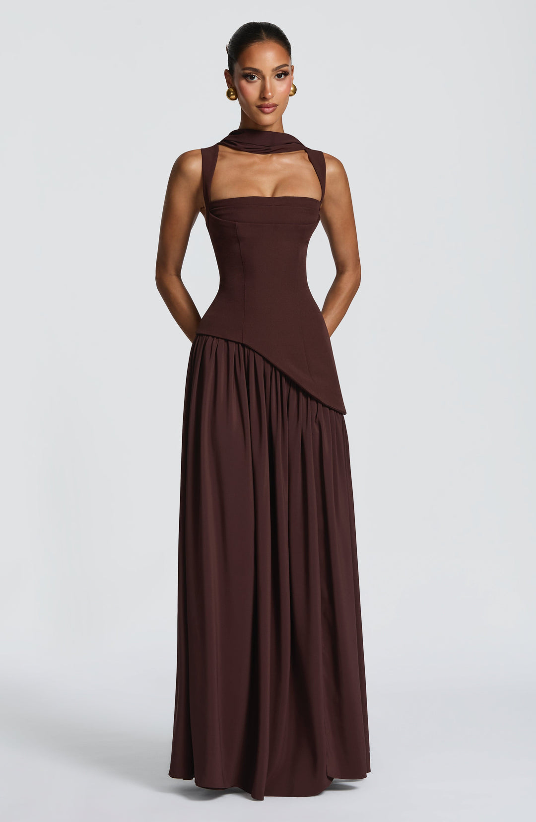 Xarari Maxi Dress in Plum Brown by Clandour, product photo 9