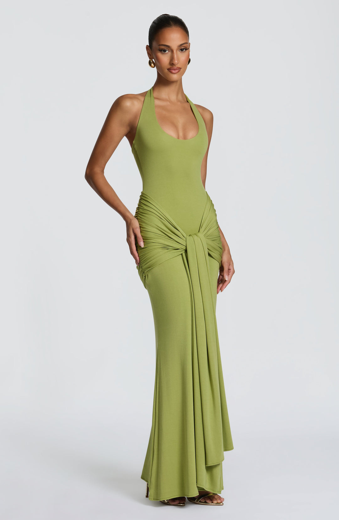 Xaravieve Maxi Dress in Olive by Clandour, product photo 3